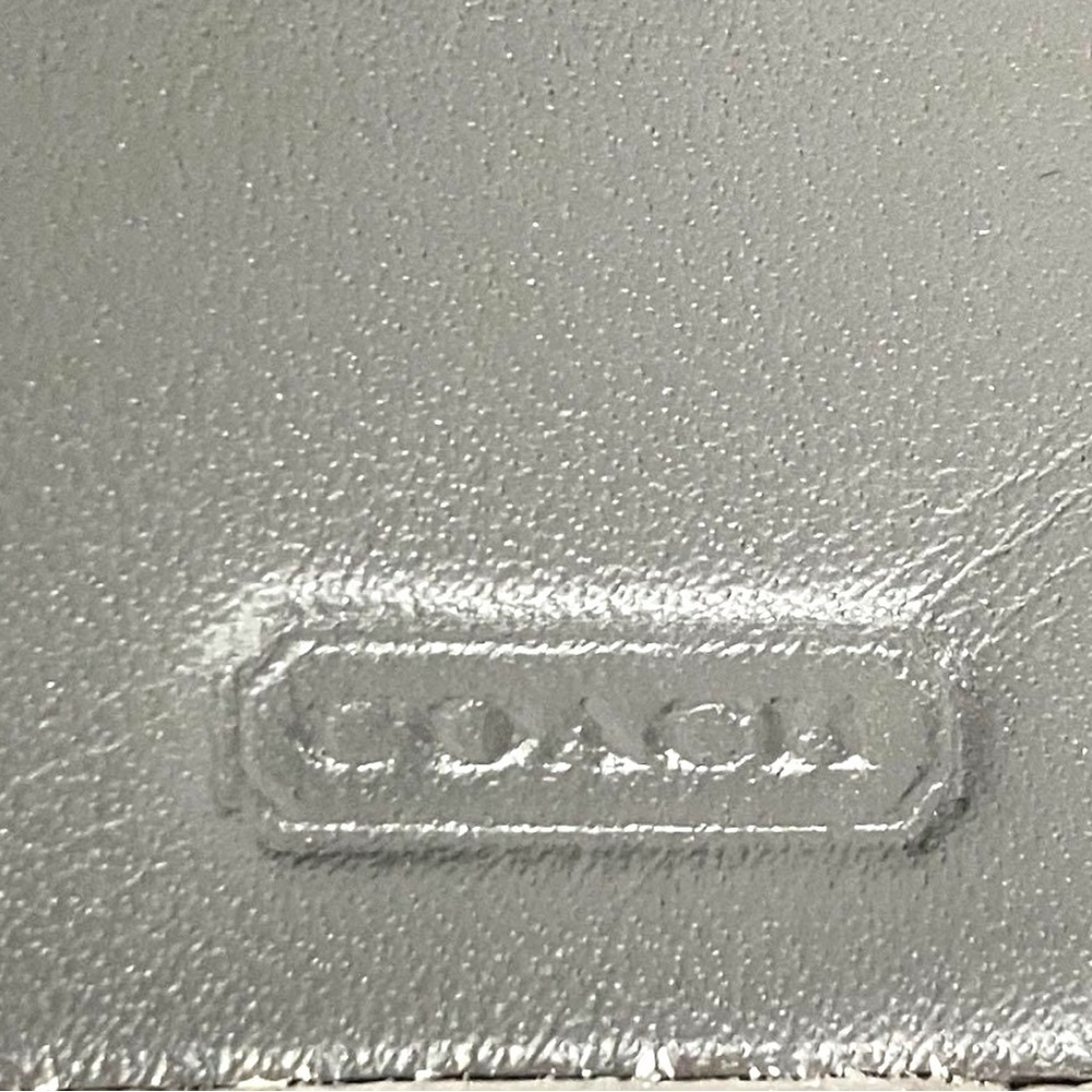 COACH Signature Grey Canvas Checkbook Wallet – Classic Logo Print - Picture 5 of 7